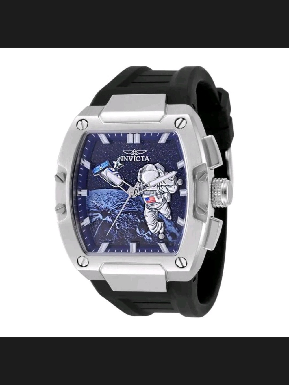 Invicta Blue Dial Astronaut Motif Watch with Black Strap